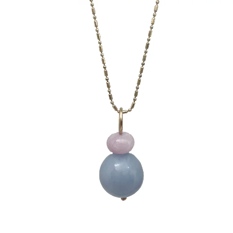 adjustable pendant necklaces for women-Lucky Pom Kunzite Angelite