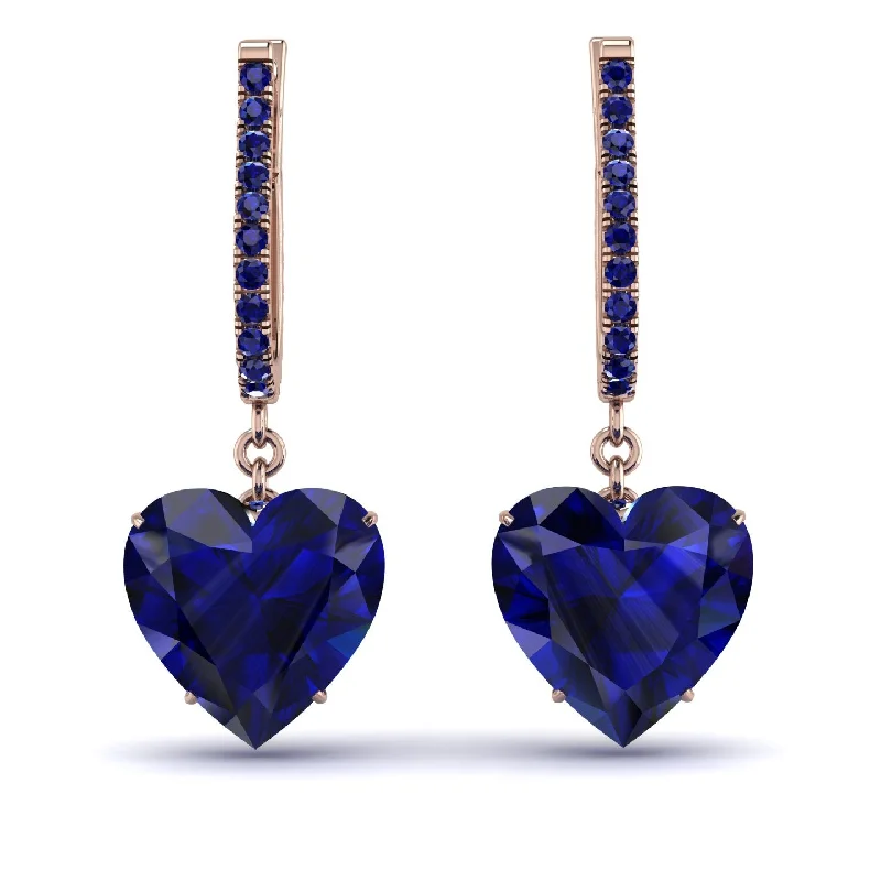 luxury pearl earrings for women-Heart Sapphire Earrings - Noelle No. 74