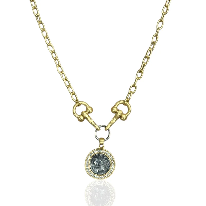 vintage gemstone necklaces for women-GOLD LAYLA HORSEBIT NECKLACE