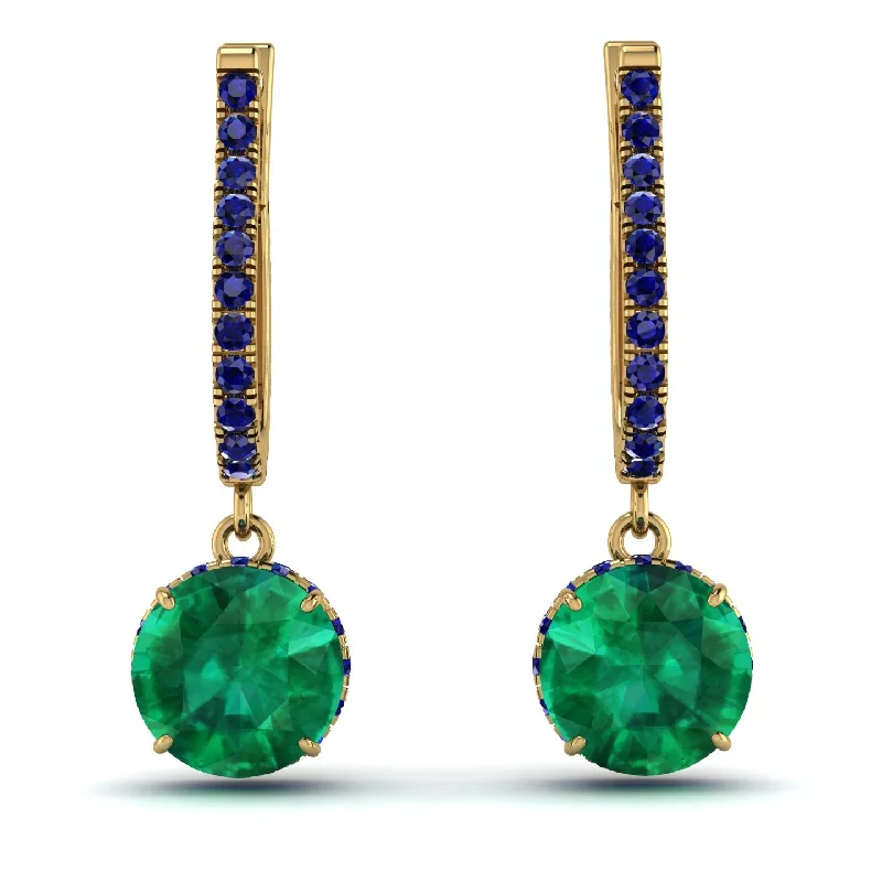 cute hoop earrings for women-Emerald Dangle Earrings With Hidden Halo - Adaline No. 64