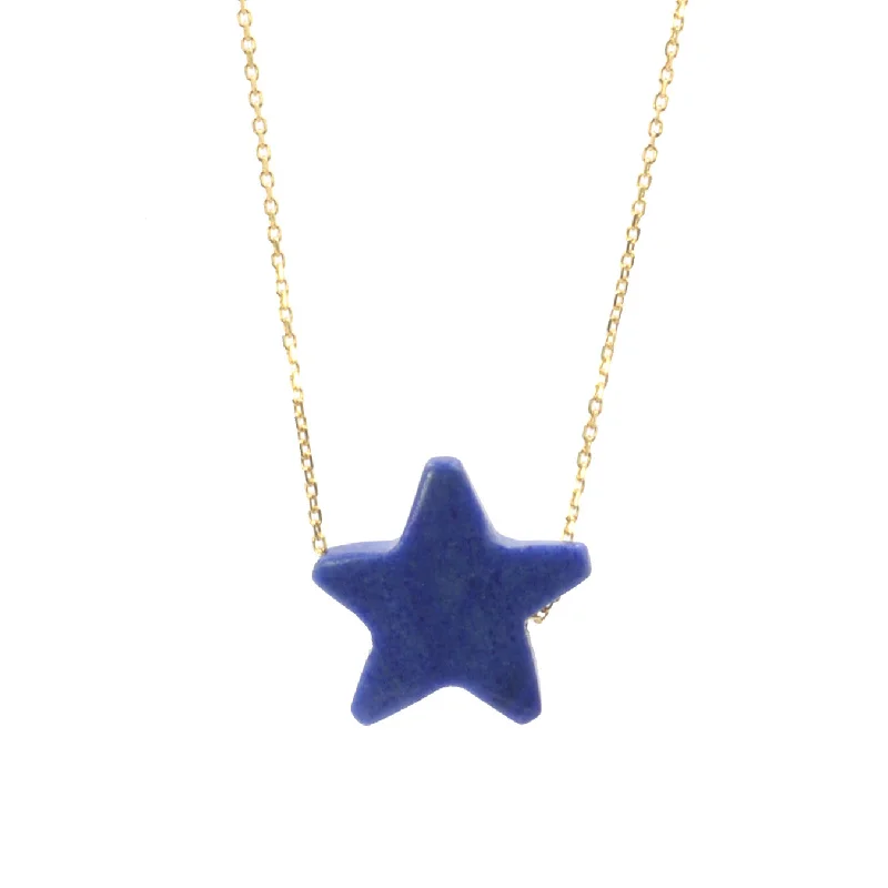 personalized necklaces for women-Lapis Simple Drop Star Necklace - Small