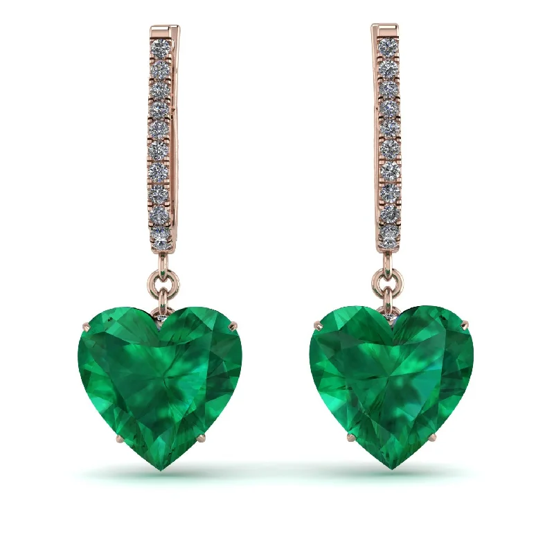 colorful earrings for women-Heart Emerald Earrings - Noelle No. 5