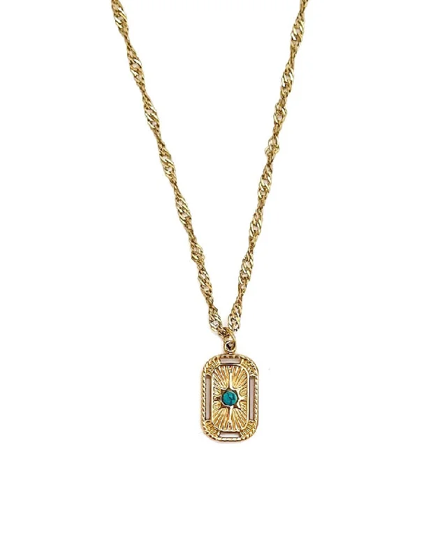 subtle gold necklaces for women-Leanne Turquoise Stone Necklace