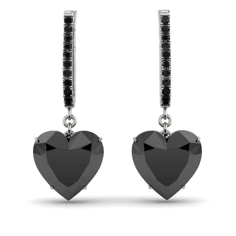 beautiful chandelier earrings for women-Heart Black Diamond Earrings - Noelle No. 39