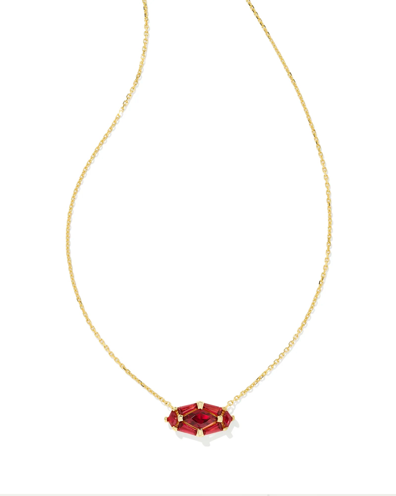 adjustable chain necklaces for women-Kendra Scott | Lindy Rae Elisa Gold Short Pendant Necklace in Red Crystal