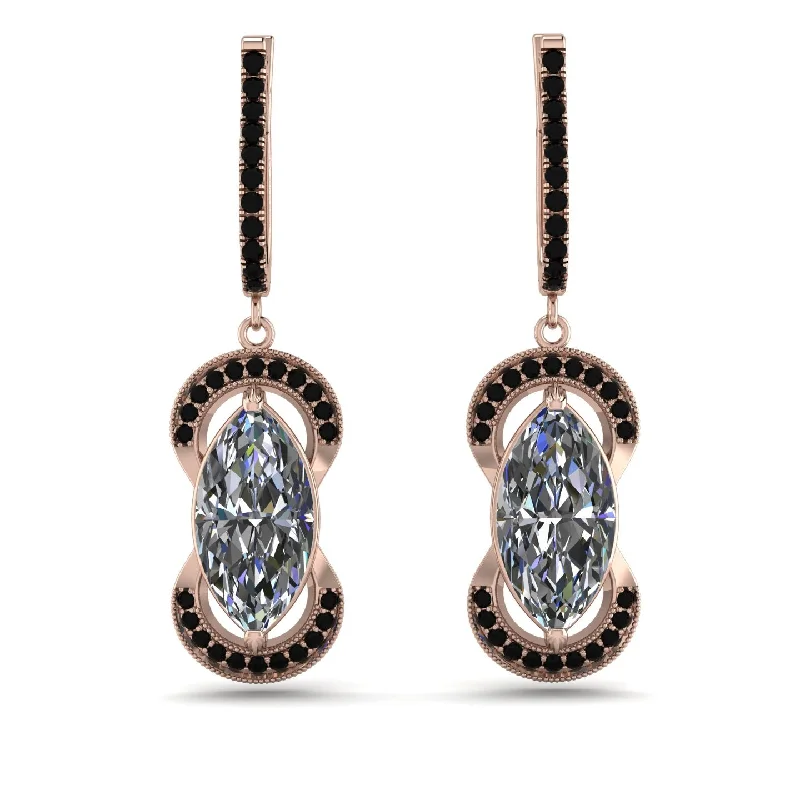 gorgeous gemstone earrings for women-Marquise Vintage Diamond Earrings - Marley No. 32