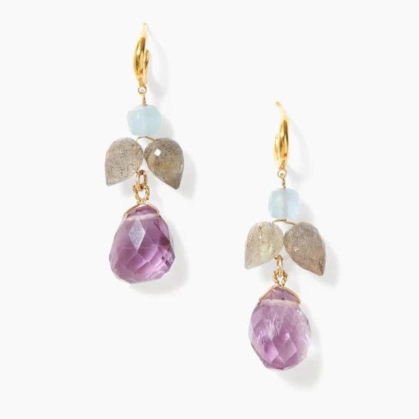 shimmering earrings for women-Ophelia Drop Earrings Amethyst Mix