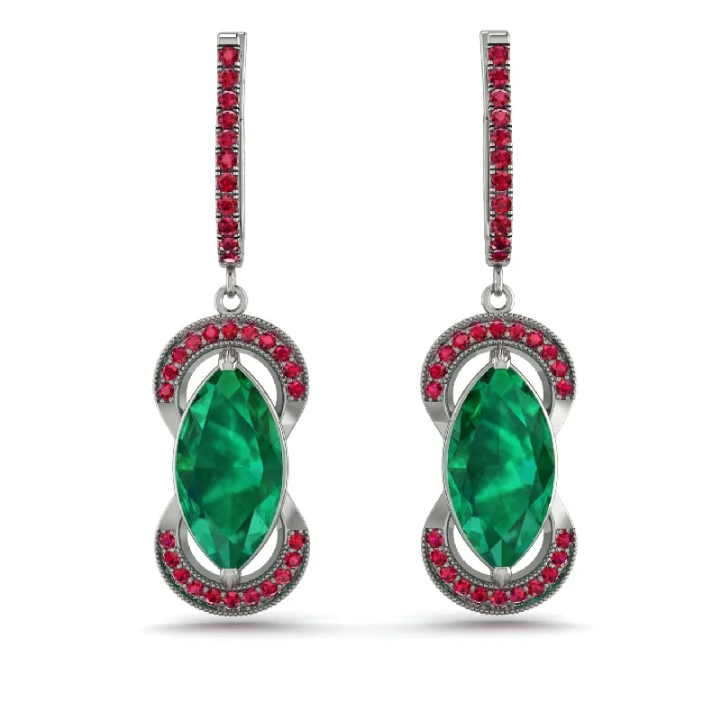 butterfly earrings for women-Marquise Vintage Emerald Earrings - Marley No. 51