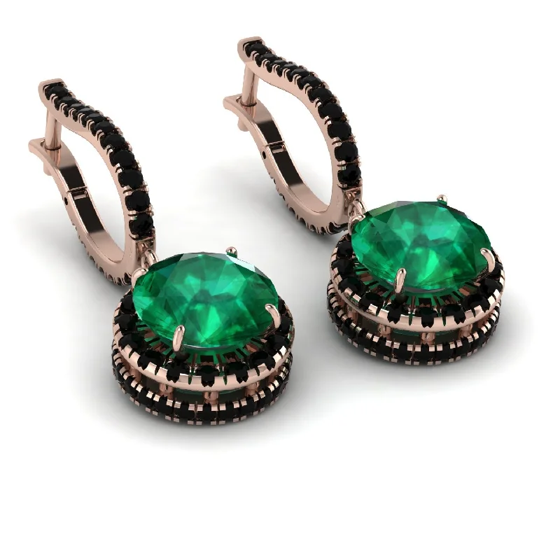 silver hoop earrings for women-Hidden Halo Emerald Hoop Earrings - Catalina No. 35