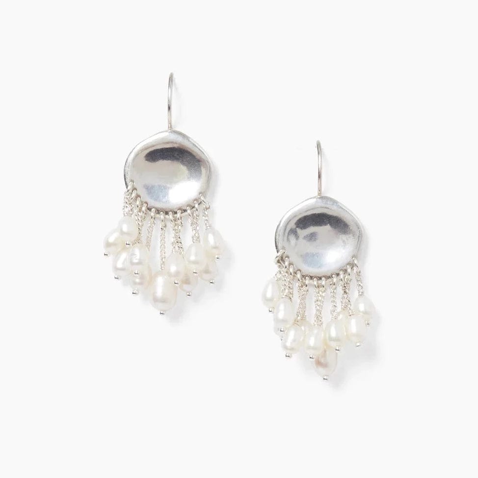 oversized earrings for women-Silver White Pearl Medusa Earrings