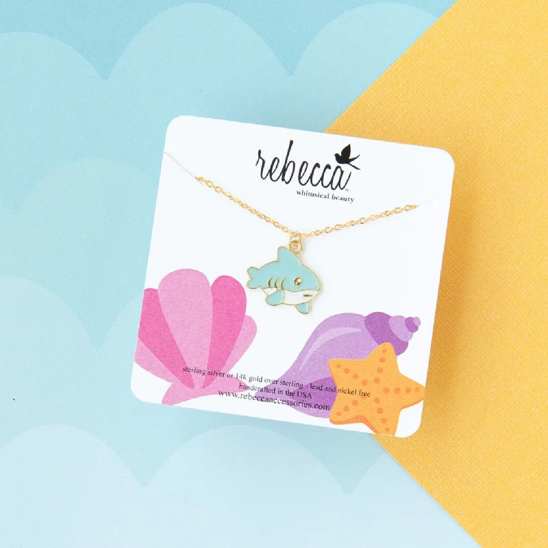 anniversary necklaces for women-Shark Enamel Charm Necklace Children’s Jewelry