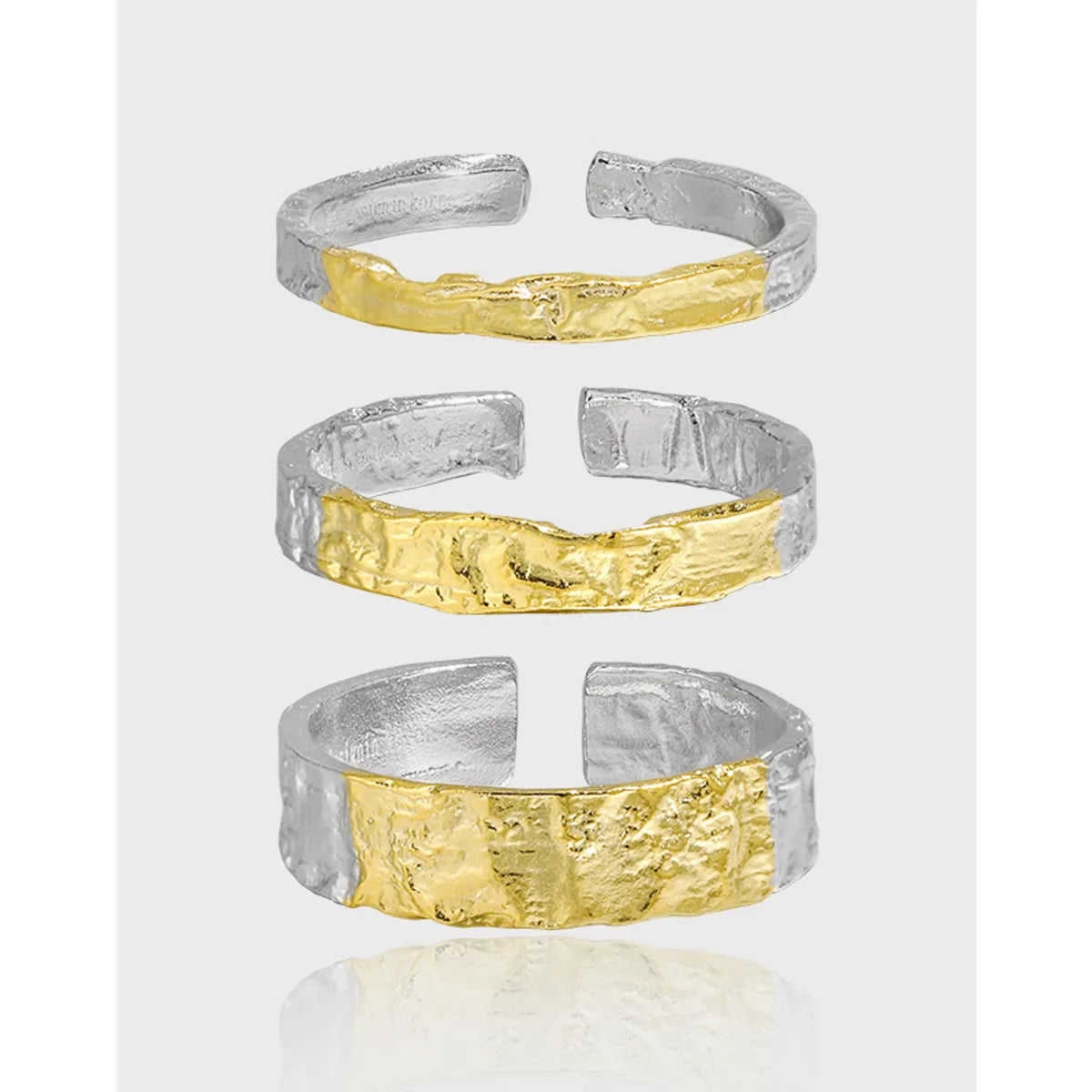 silver rings for women-Original Design Color Block Sterling Silver Plating 18k Gold Plated Open Rings