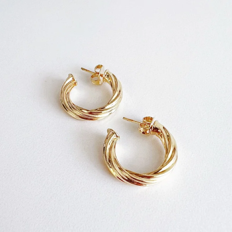 dainty drop earrings for women-Kaylee Twist Hoops Earrings Gold Filled