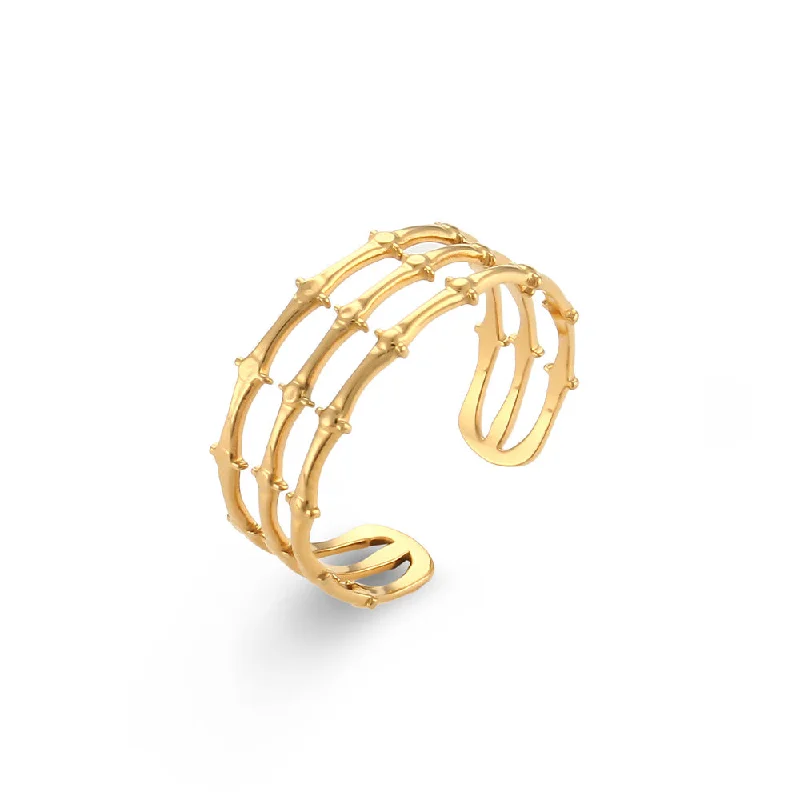 Three-Layer Bamboo Open Ring