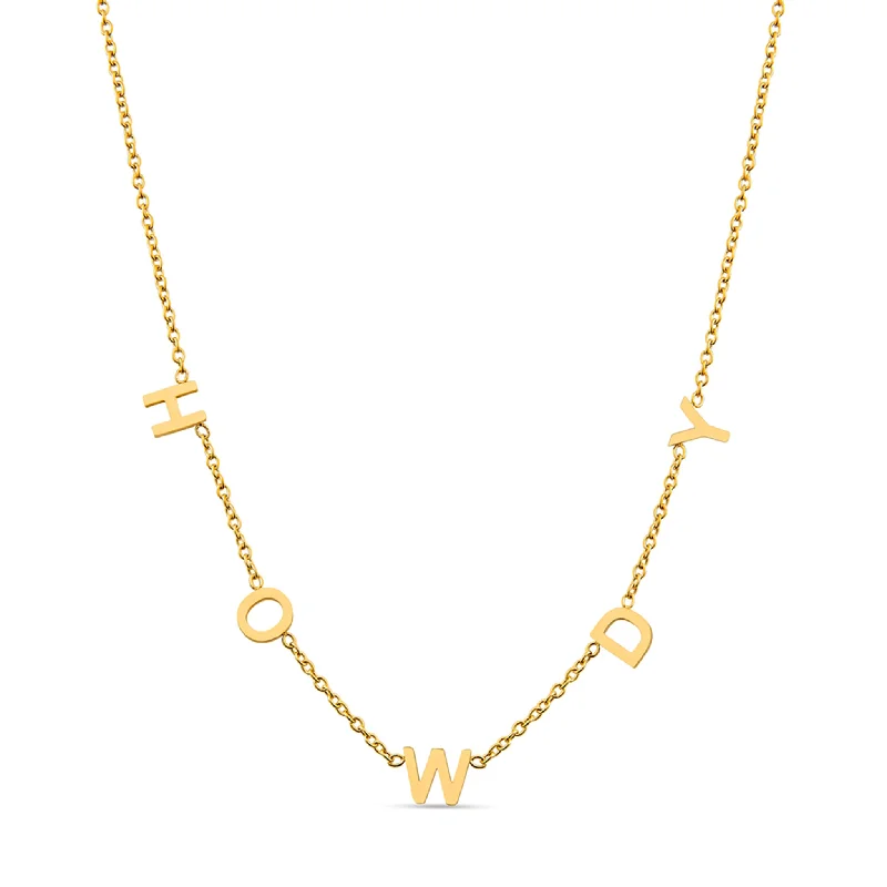 chain link necklaces for women-Howdy 18K Gold Letter Necklace