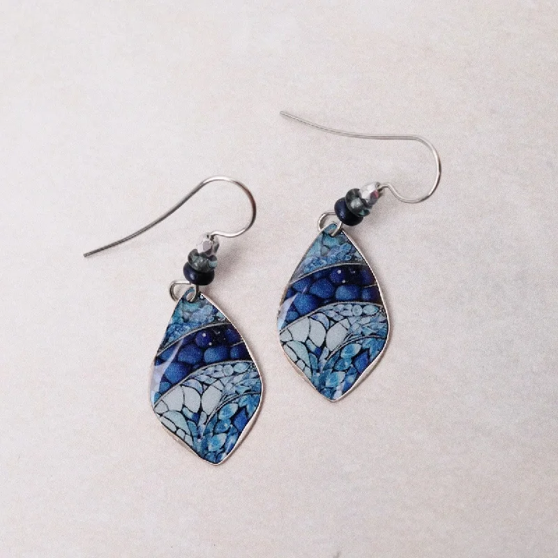 vintage crystal earrings for women-Blue Mosaic Earrings