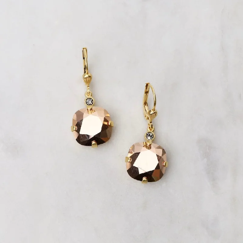 fashion diamond earrings for women-Large Rose Gold Drop Earrings - Gold Plate