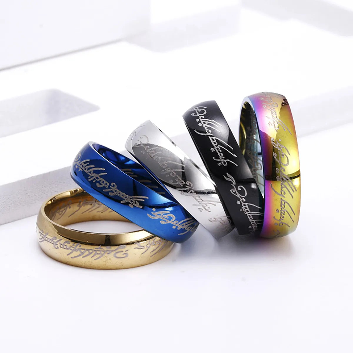 stackable wedding rings for women with sapphires-Wholesale Jewelry Fashion Letter 201 Stainless Steel Gold Plated Plating Rings