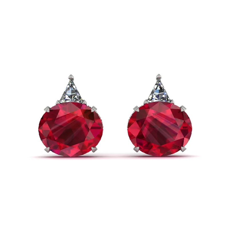 sparkling drop earrings for women-Hidden Halo Ruby Earrings - Rosalie No. 12