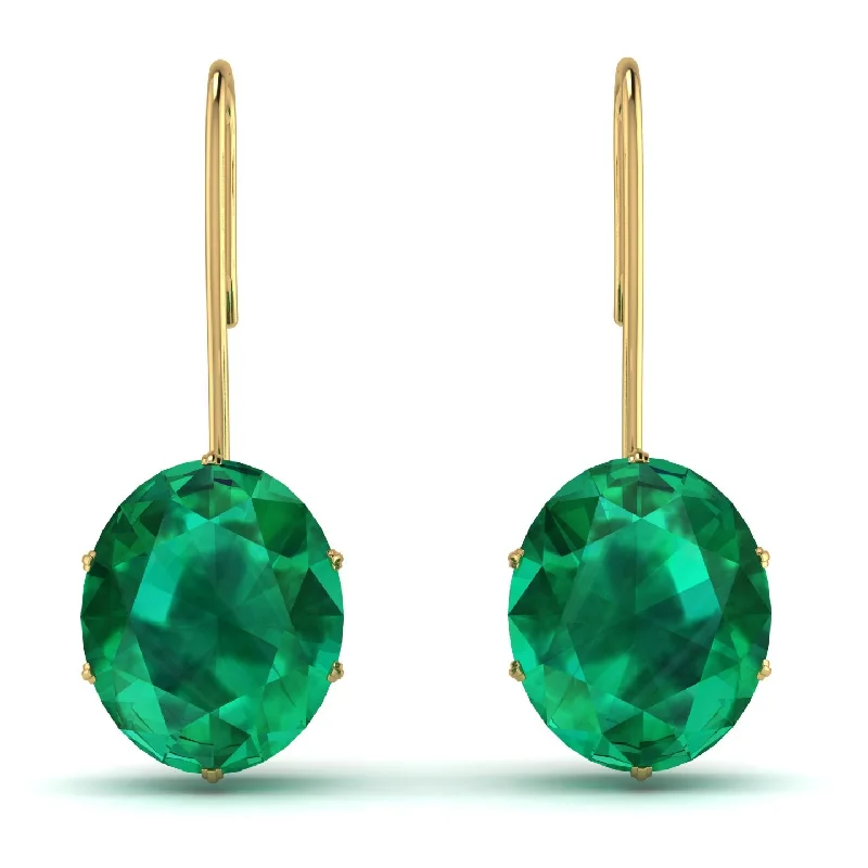 classic hoop earrings for women-Oval Hidden Halo Emerald Earrings - Gemma No. 19