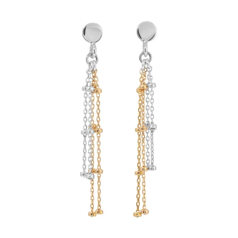 trendy pearl drop earrings for women-Sterling Silver & Gold Plated Duet Earrings