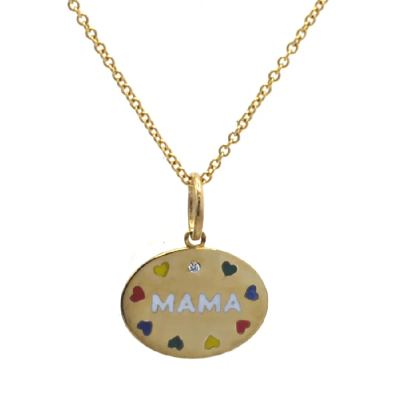 colorful necklaces for women-Enamel Hearts MAMA Necklace