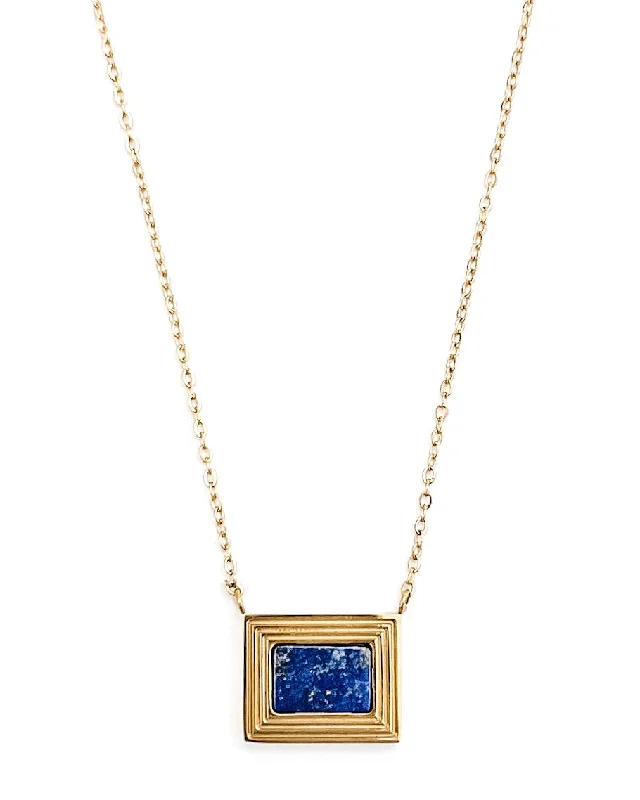 chic statement necklaces for women-Linka Gold Lapis Necklace