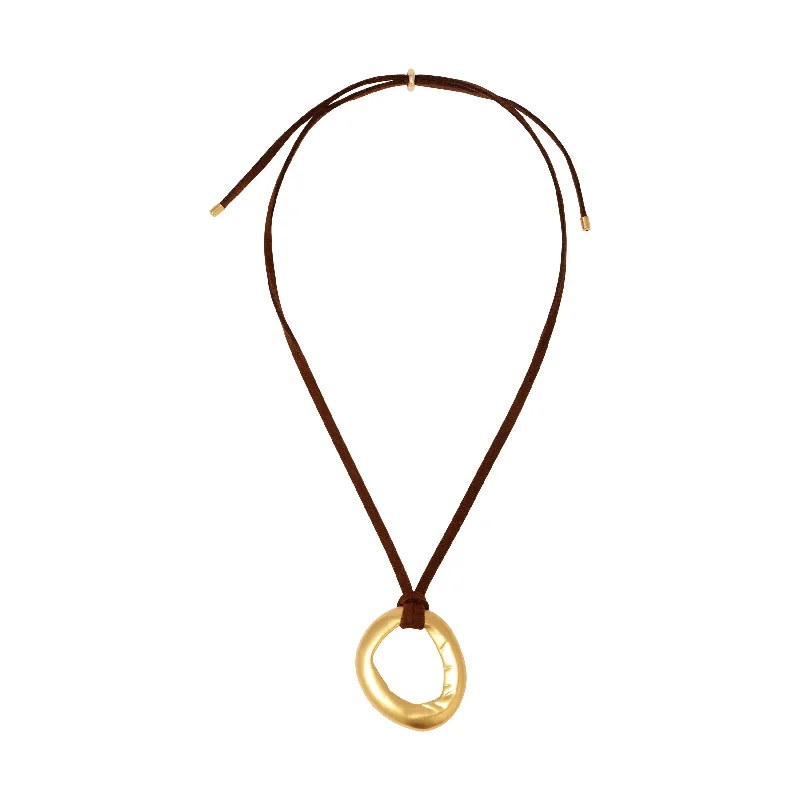 polished gold necklaces for women-BROWN MINI