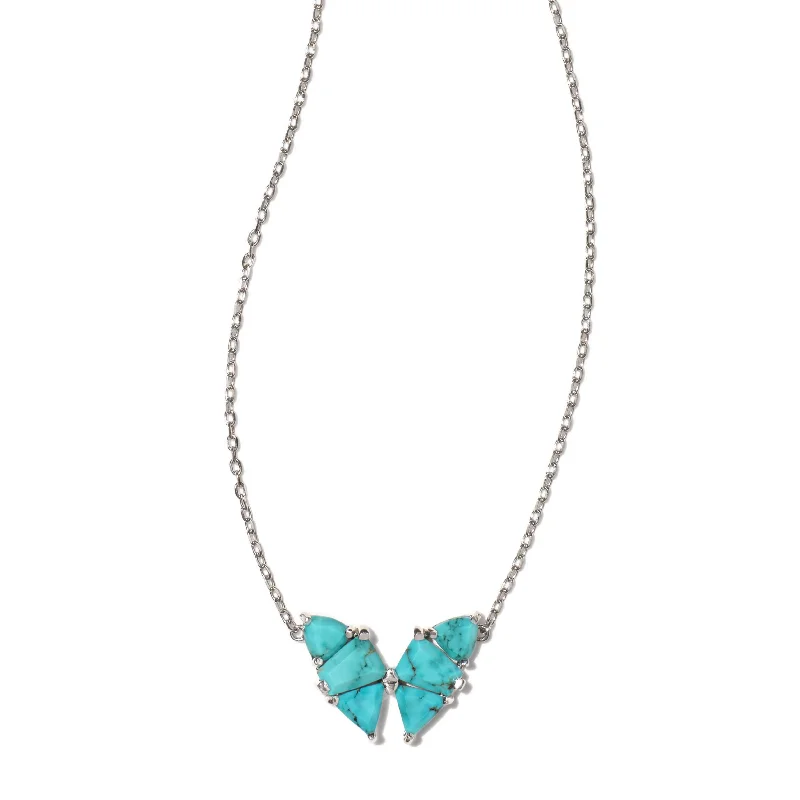 long pendant necklaces for women-Kendra Scott | Blair Butterfly Pendant Silver Necklace in Variegated Turquoise