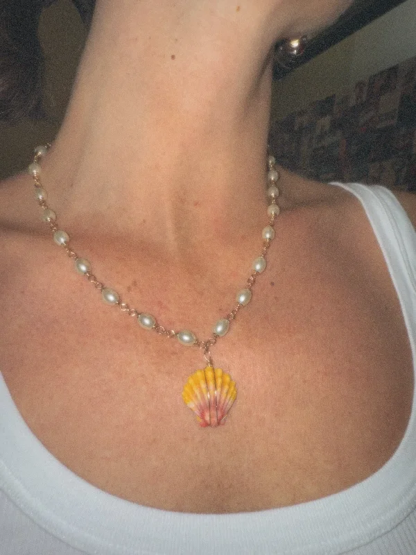 silver heart necklaces for women-Trudy Sunrise Shell Necklace