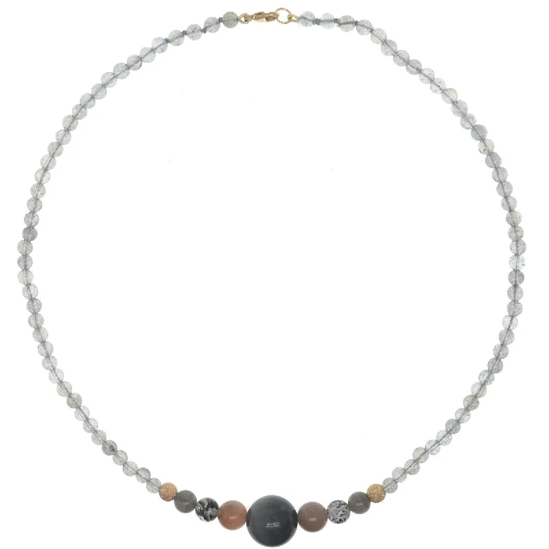 geometric necklaces for women-Bubbles Necklace - Labradorite