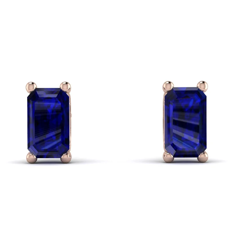 luxury crystal drop earrings for women-Hidden Diamonds Emerald Cut Sapphire Earrings - Angel No. 44