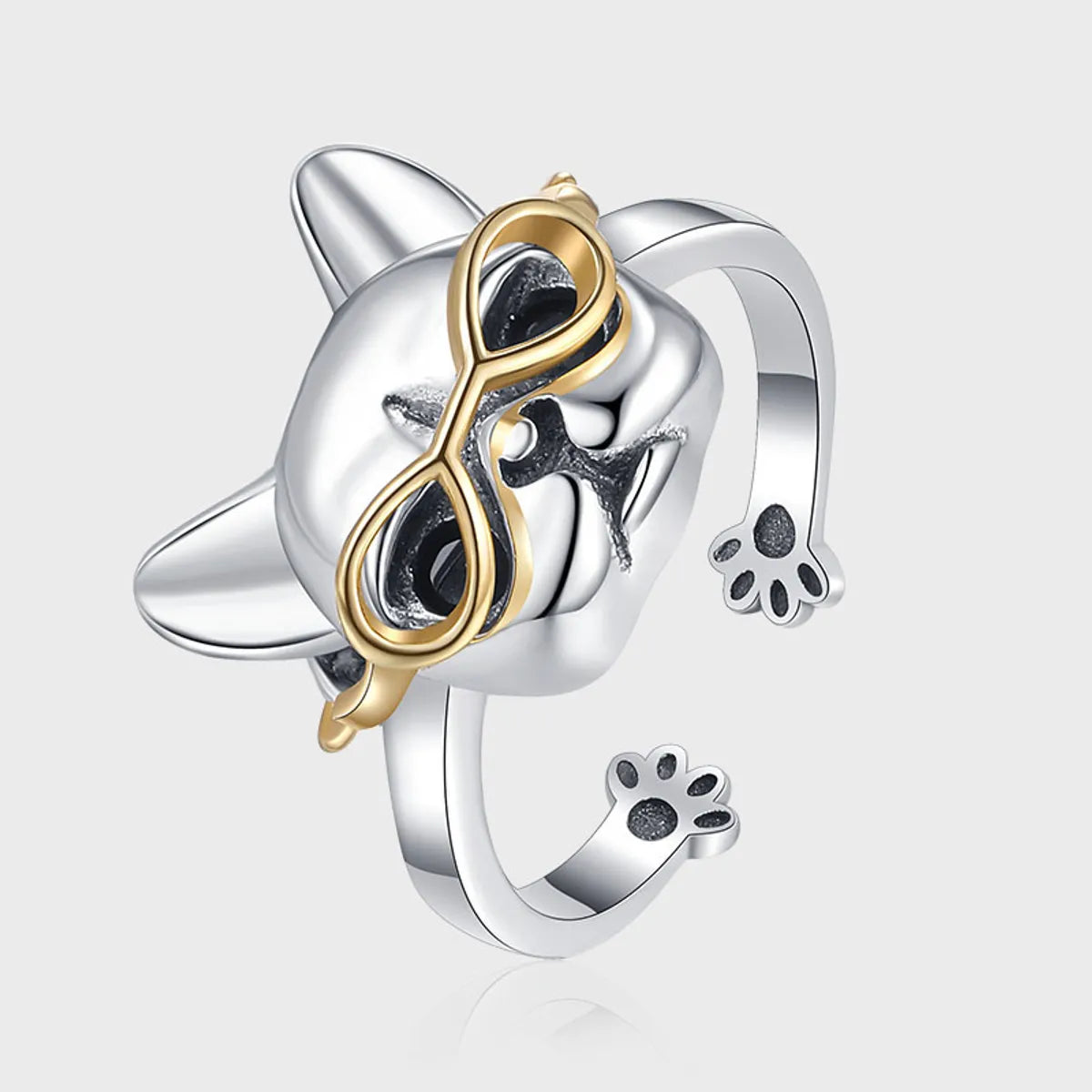 classic diamond rings for women-Cute Dog Sterling Silver Plating Open Rings