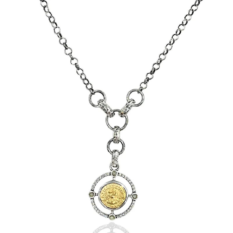 chunky necklaces for women-VINTAGE SILVER MIKO COIN NECKLACE