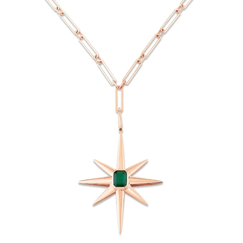 custom jewelry necklaces for women-EMERALD STARBURST PENDANT NECKLACE