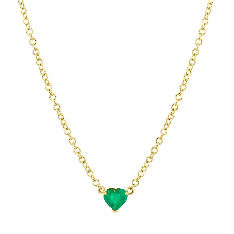 custom gemstone necklaces for women-READY TO SHIP EMERALD BABY HEART NECKLACE