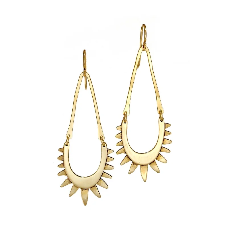 stunning gold earrings for women-Luz Earrings Brass