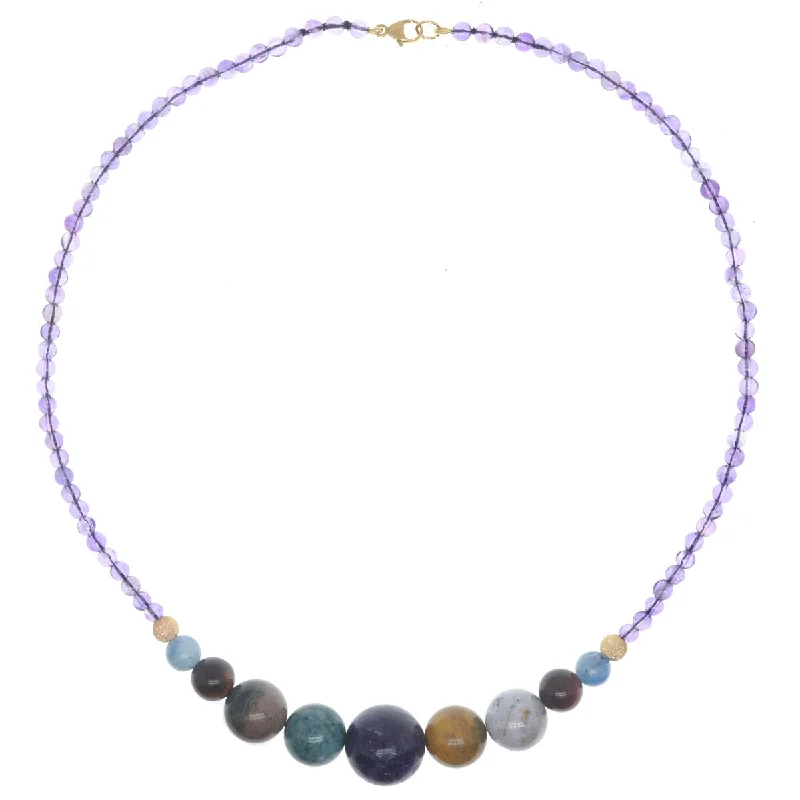 statement gemstone necklaces for women-Bubbles Necklace - Amethyst