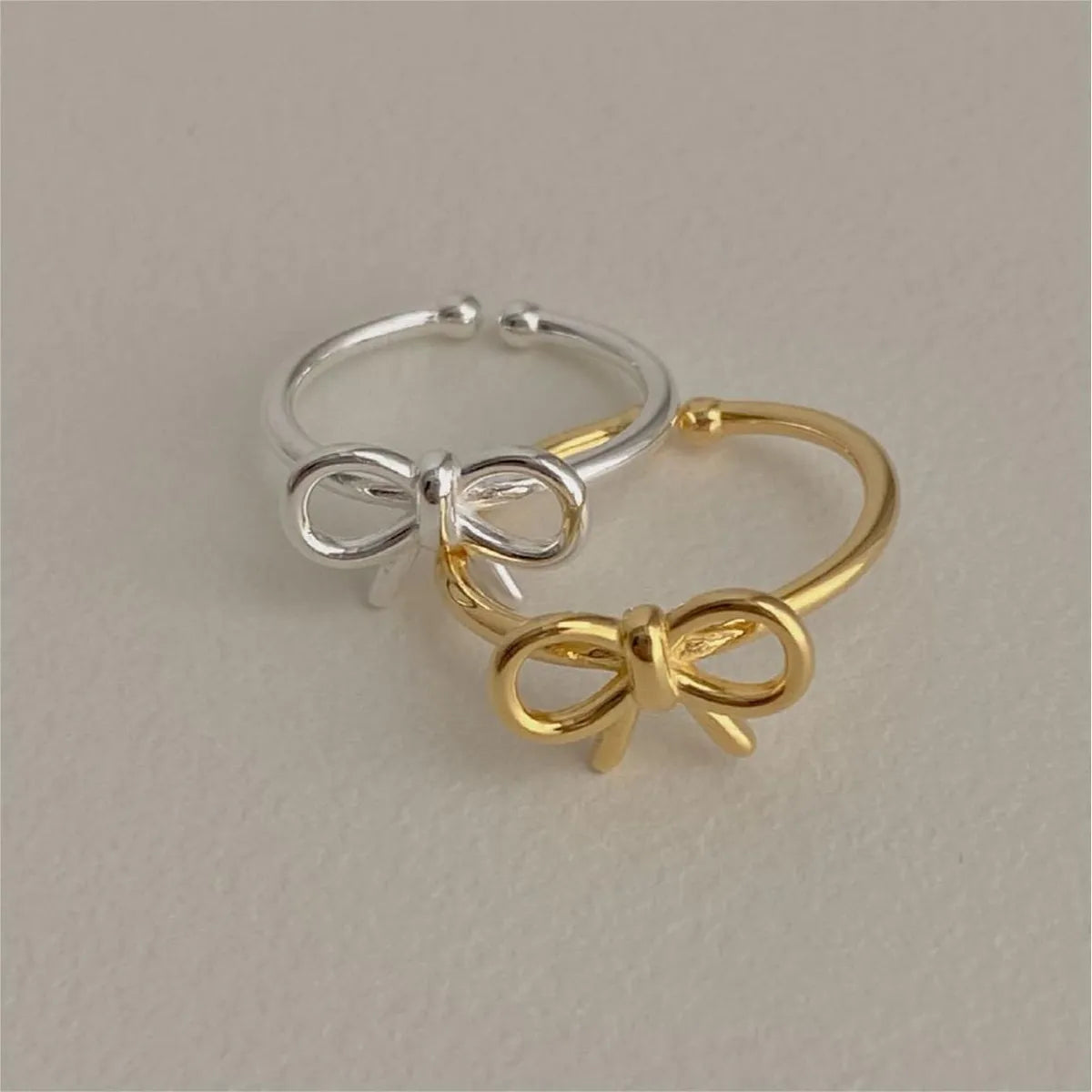 luxurious rings for women-Simple Style Bow Knot Sterling Silver Plating Gold Plated Rings