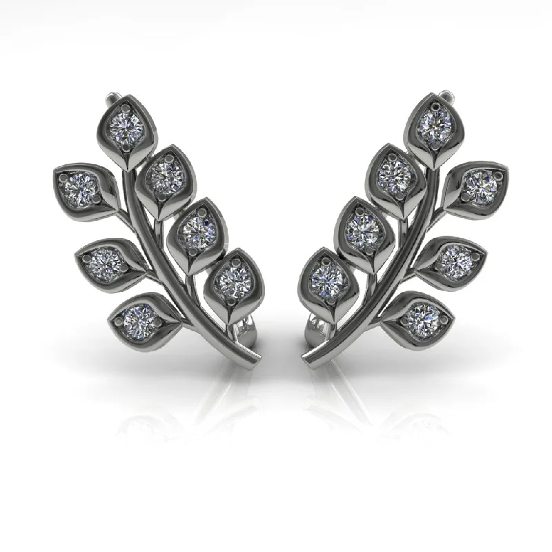 creative hoop earrings for women-Many Leaves All Around Diamond Earrings- Sydney no. 3