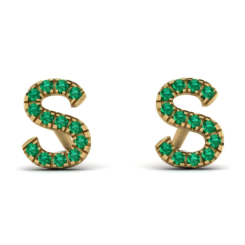 crystal drop earrings for women-Personalised Initial Emerald Earrings - Gloria No. 4