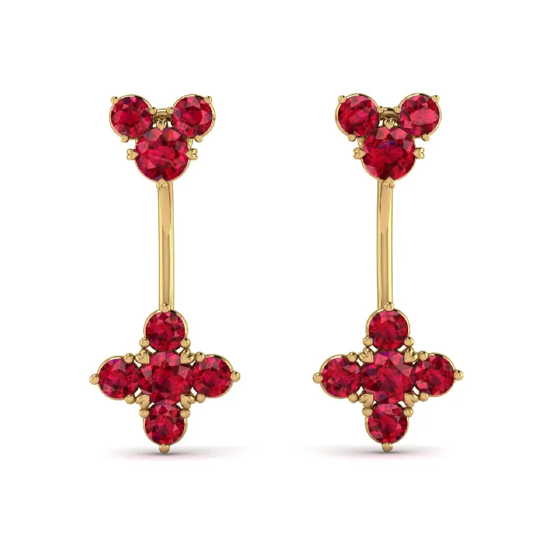 sparkling drop earrings for women-Hanging Ruby Compass Earrings - Brittany No. 55