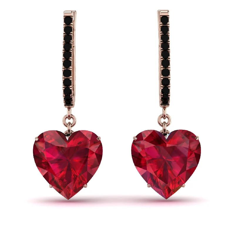 stylish gold earrings for women-Heart Ruby Earrings - Noelle No. 41