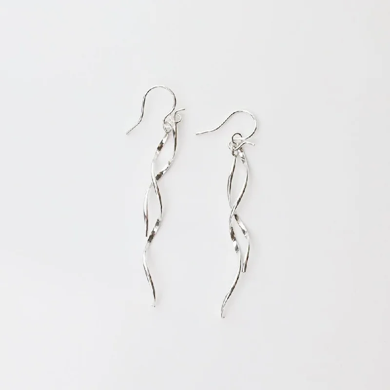 minimalist drop earrings for women-Sterling Silver Twirling Twigs Earrings