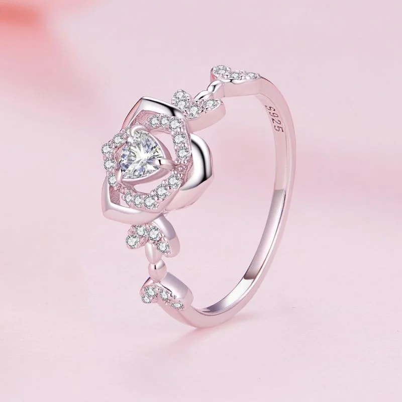 stackable rings for engagement for women-Casual Colorful Star Flower Sterling Silver Zircon Rings In Bulk