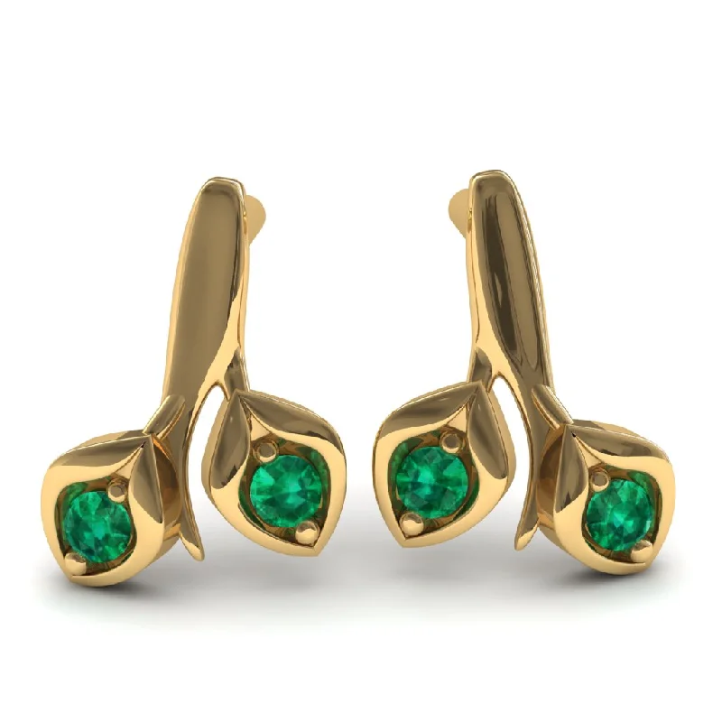 luxury stud earrings for women-Leaves All Around Emerald Earrings- Sydney no. 4