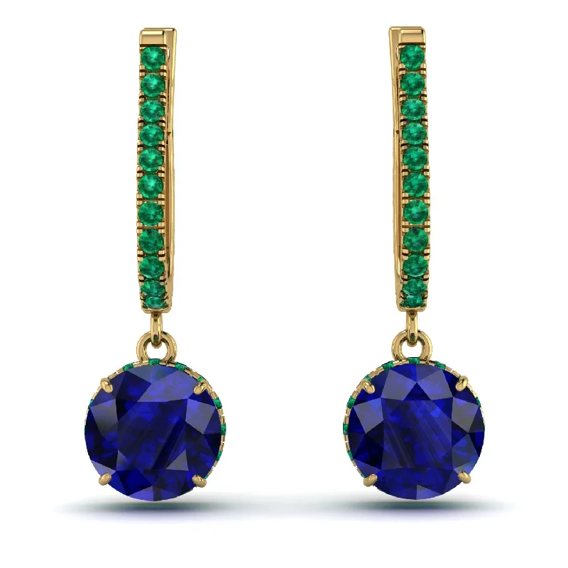 sparkling drop earrings for women-Sapphire Dangle Earrings With Hidden Halo - Adaline No. 28