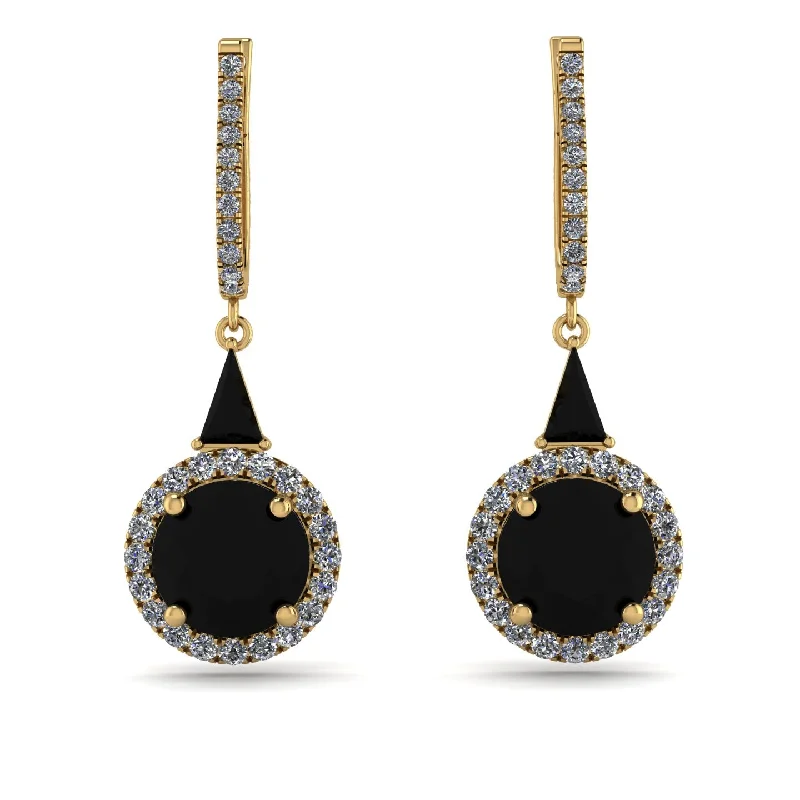 sapphire earrings for women-Hidden Halo Black Diamond Earrings - Joanna No. 7