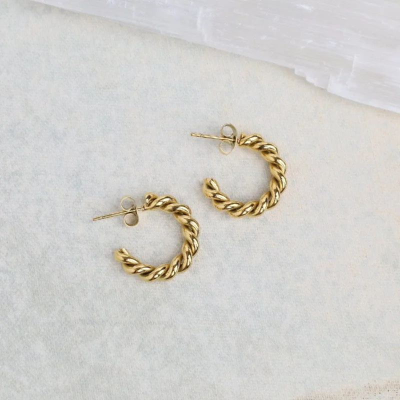 luxury pearl earrings for women-Mini Twisted Hoop Earrings