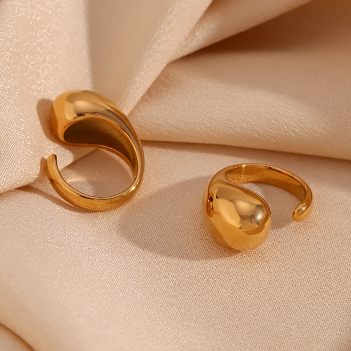 anniversary rings for women-Vintage Style Simple Style Classic Style Geometric Stainless Steel Plating 18k Gold Plated Open Rings